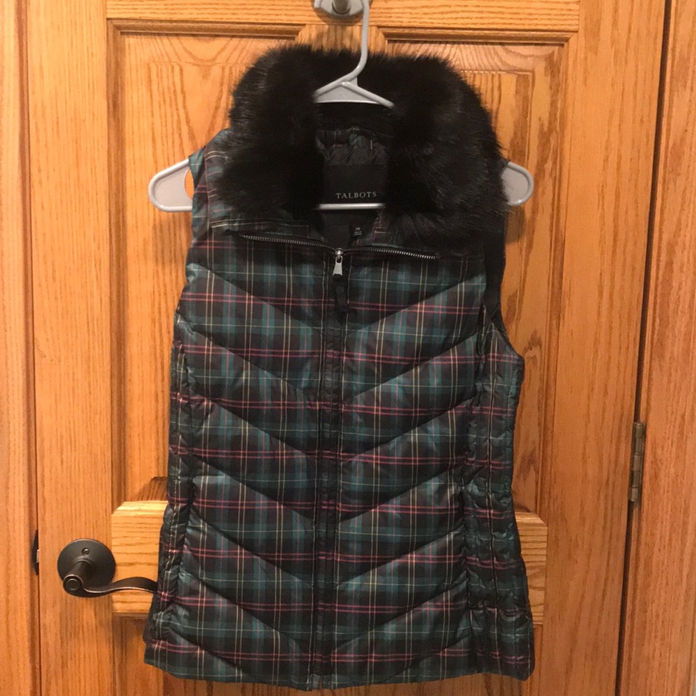 NWT Talbots Plaid Quilted Vest